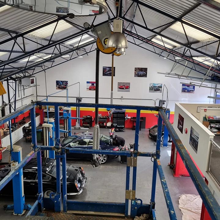 Industrial Work - 200w LED Low Bay Lighting Installation to our Customers at Ferrari Garage in Poole Dorset by Probyn Electrical Ltd Dorset