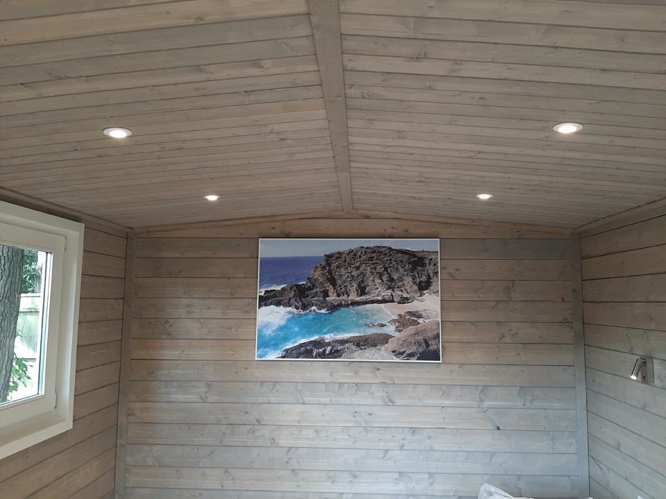 Custom Laster Printed Infrared Heating Panel and Indoor Lights Installed by Probyn Electrical Ltd Bournemouth Poole Christchurch Dorset
